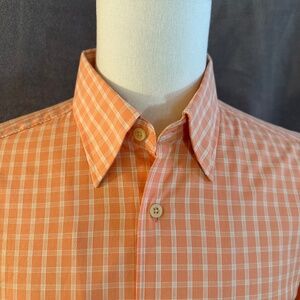 New Henry Jacobson Lg melon 100% cotton hidden button down collar sport shirt